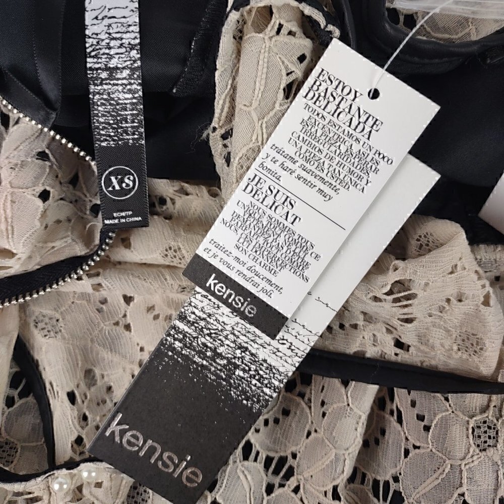 Kensie Beige And Black Embellished Crew-Neck Flared Dress Size XS (NWT) - Picture 10 of 13